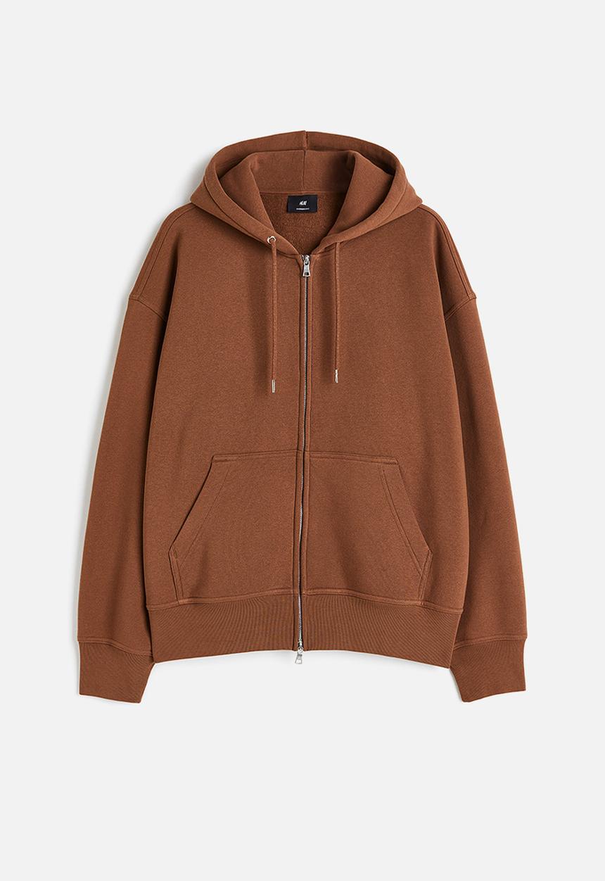 H&M - Oversized fit zip-through hoodie - brown