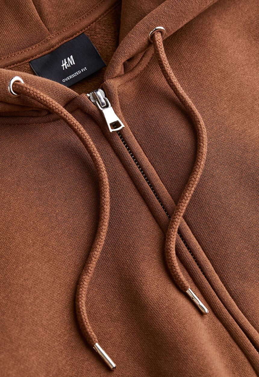 H&M - Oversized fit zip-through hoodie - brown