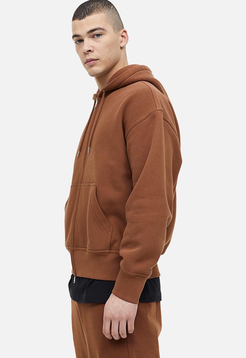 H&M - Oversized fit zip-through hoodie - brown