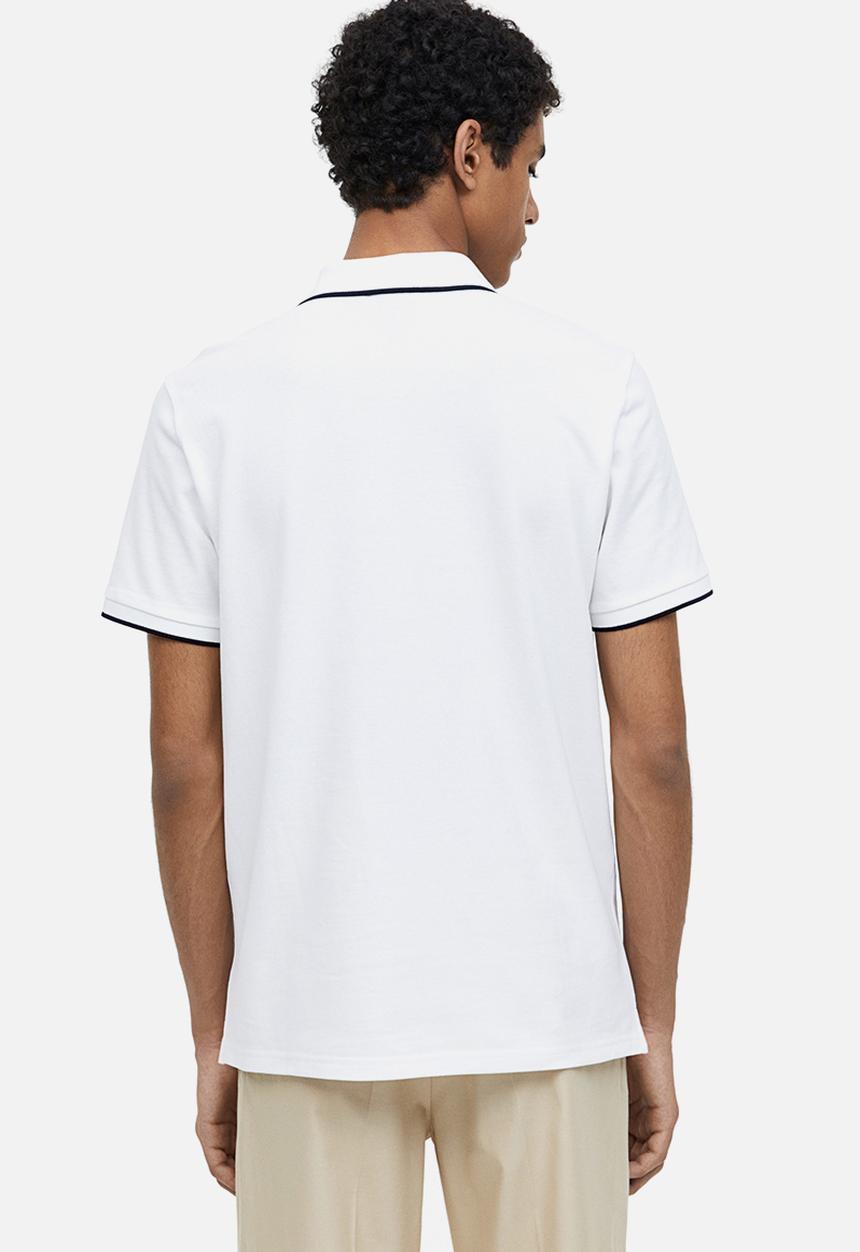H&M - Slim fit cotton polo shirt - white