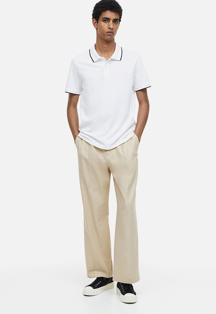 H&M - Slim fit cotton polo shirt - white