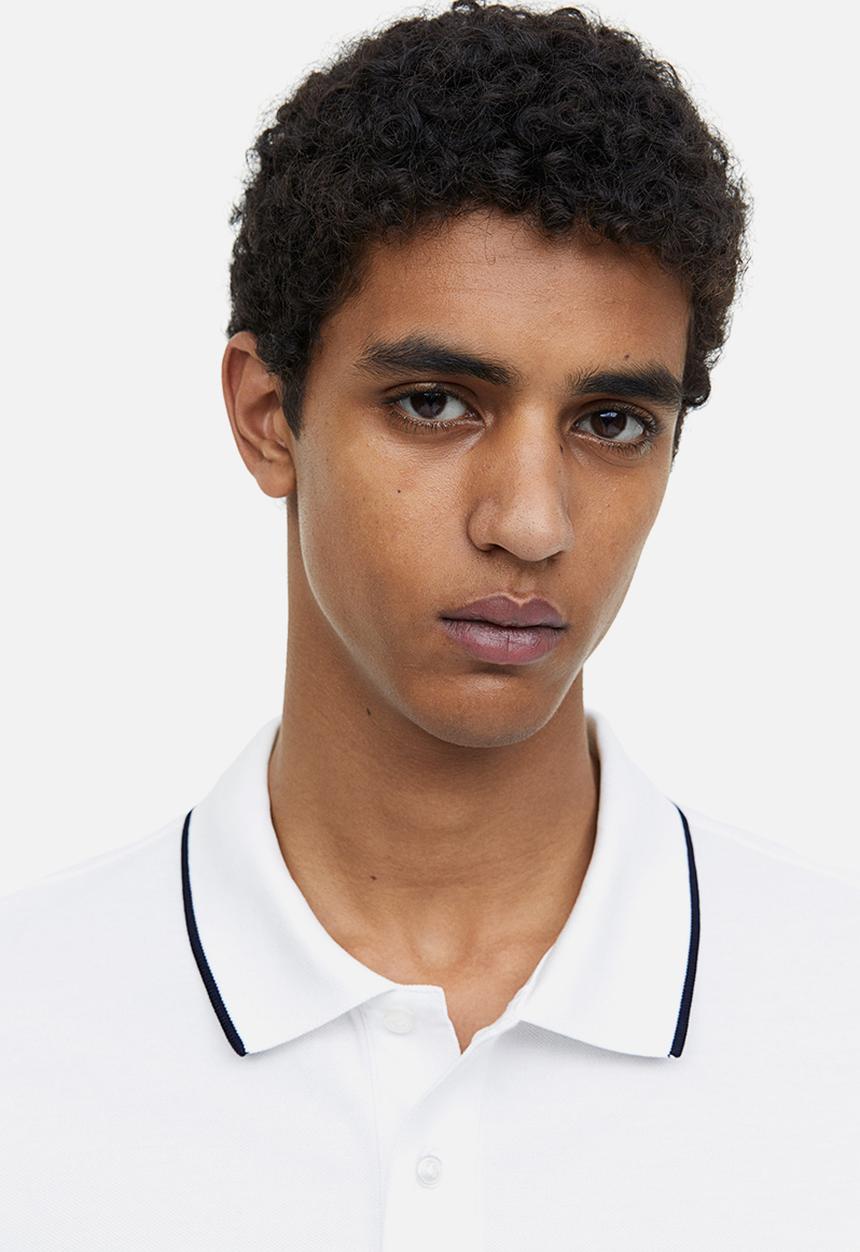 H&M - Slim fit cotton polo shirt - white