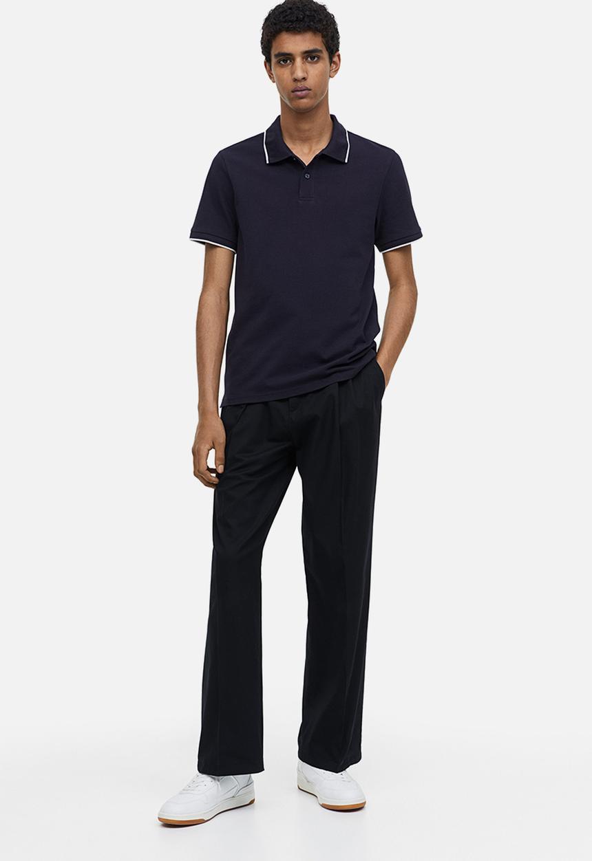 H&M - Slim fit cotton polo shirt - navy blue