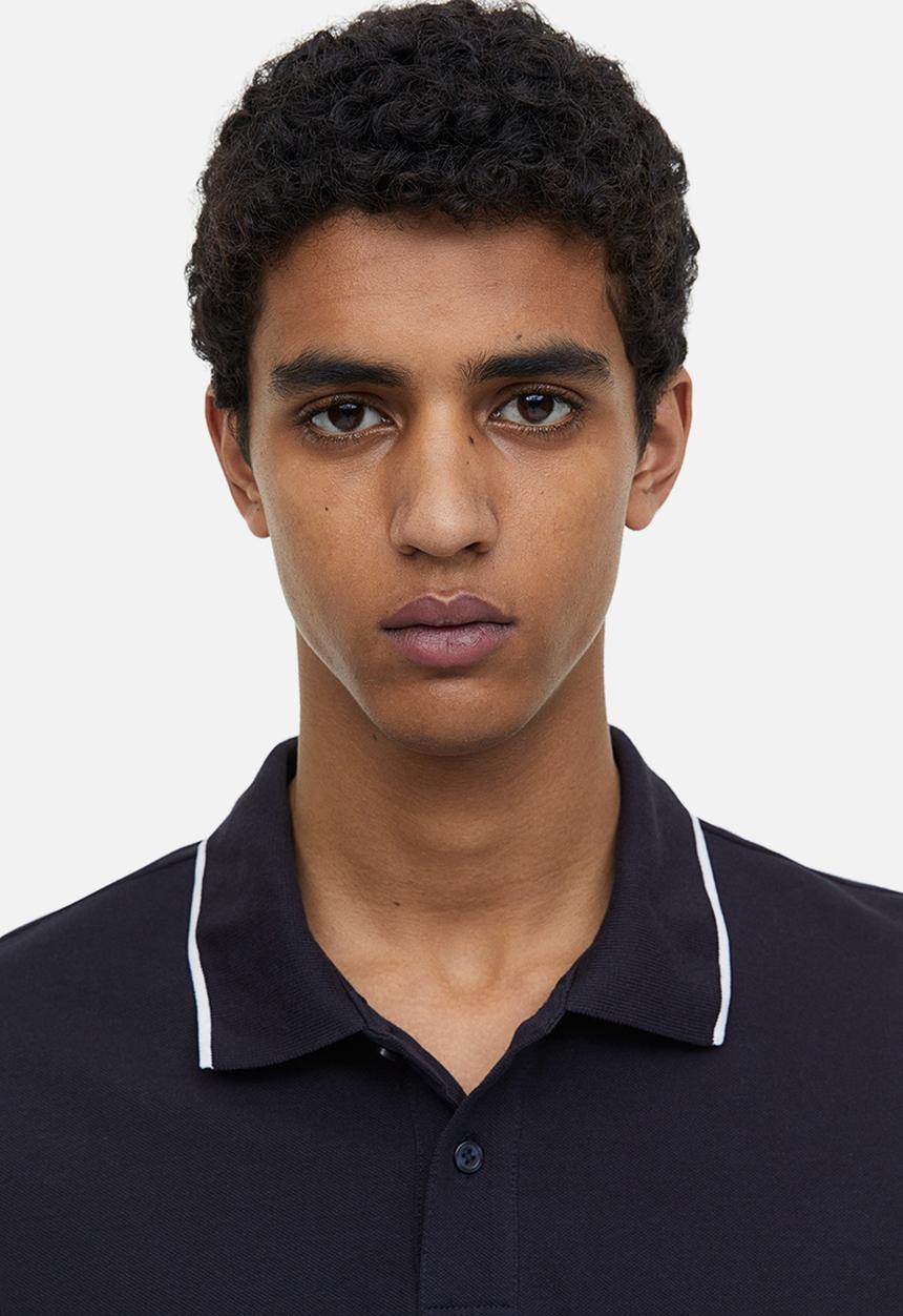 H&M - Slim fit cotton polo shirt - navy blue