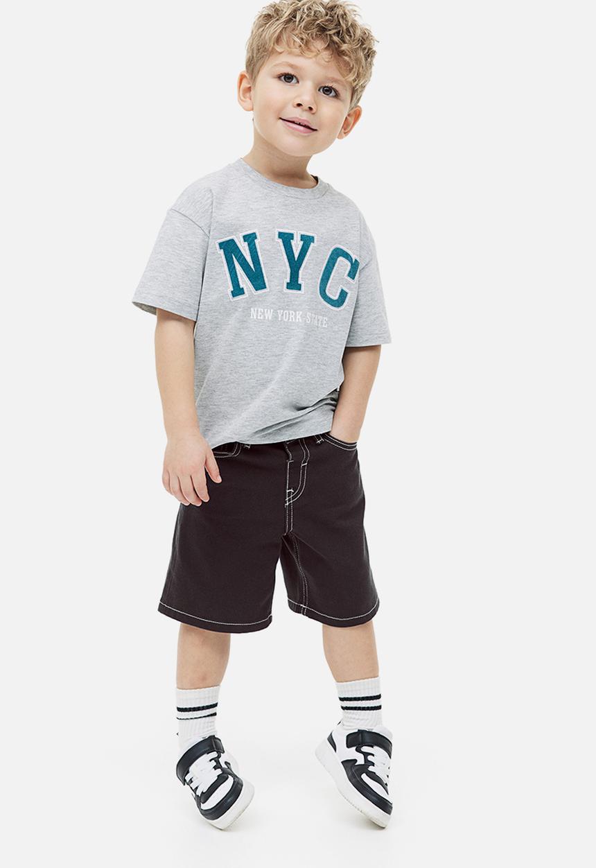 H&M - Loose fit denim shorts - black