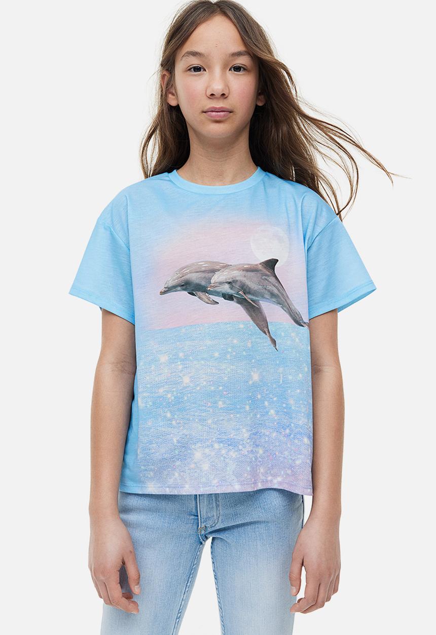 H&M - Oversized t-shirt - light blue dolphins 