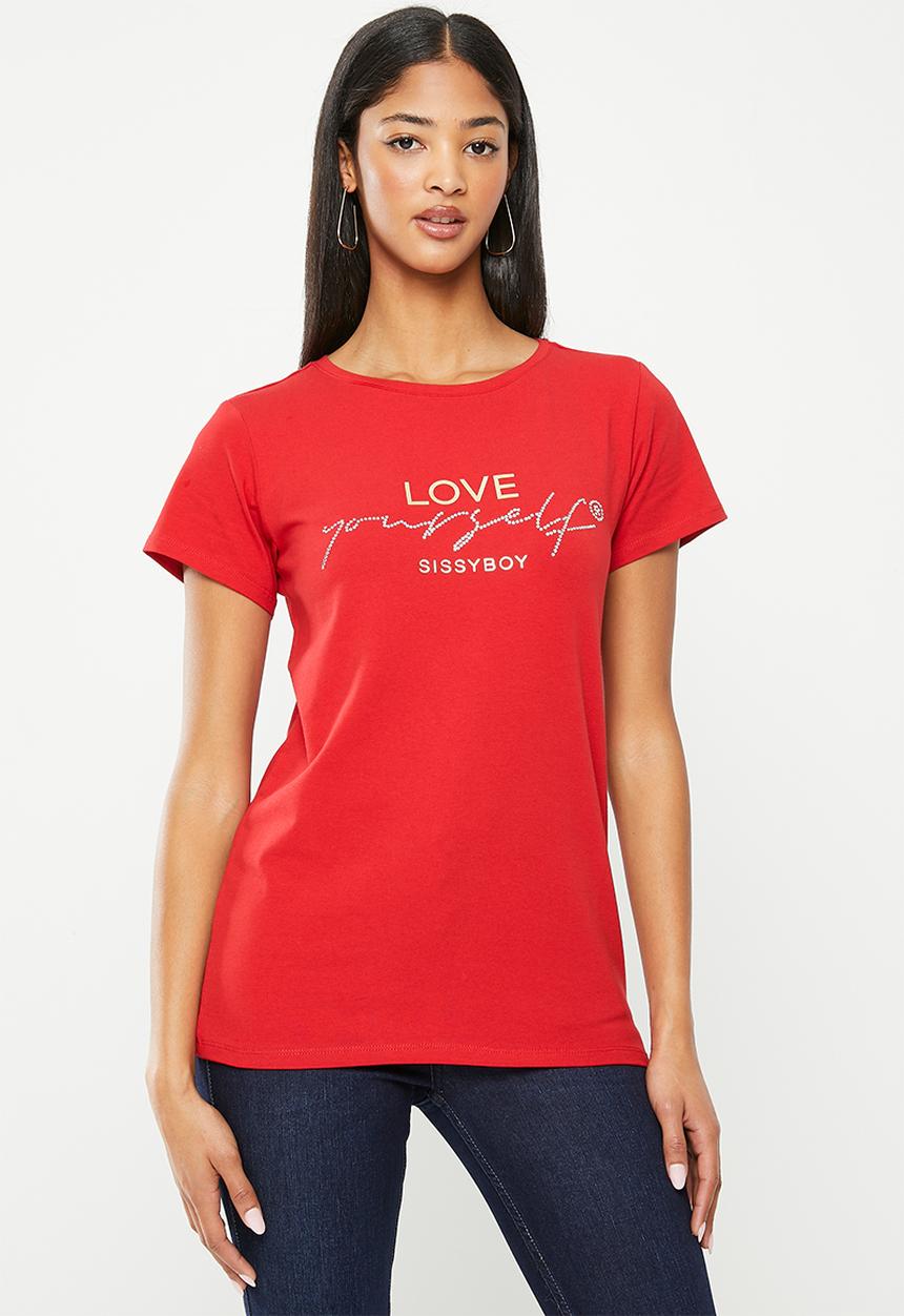 SISSY BOY - Loved and known: regular fit top with short sleeves - red