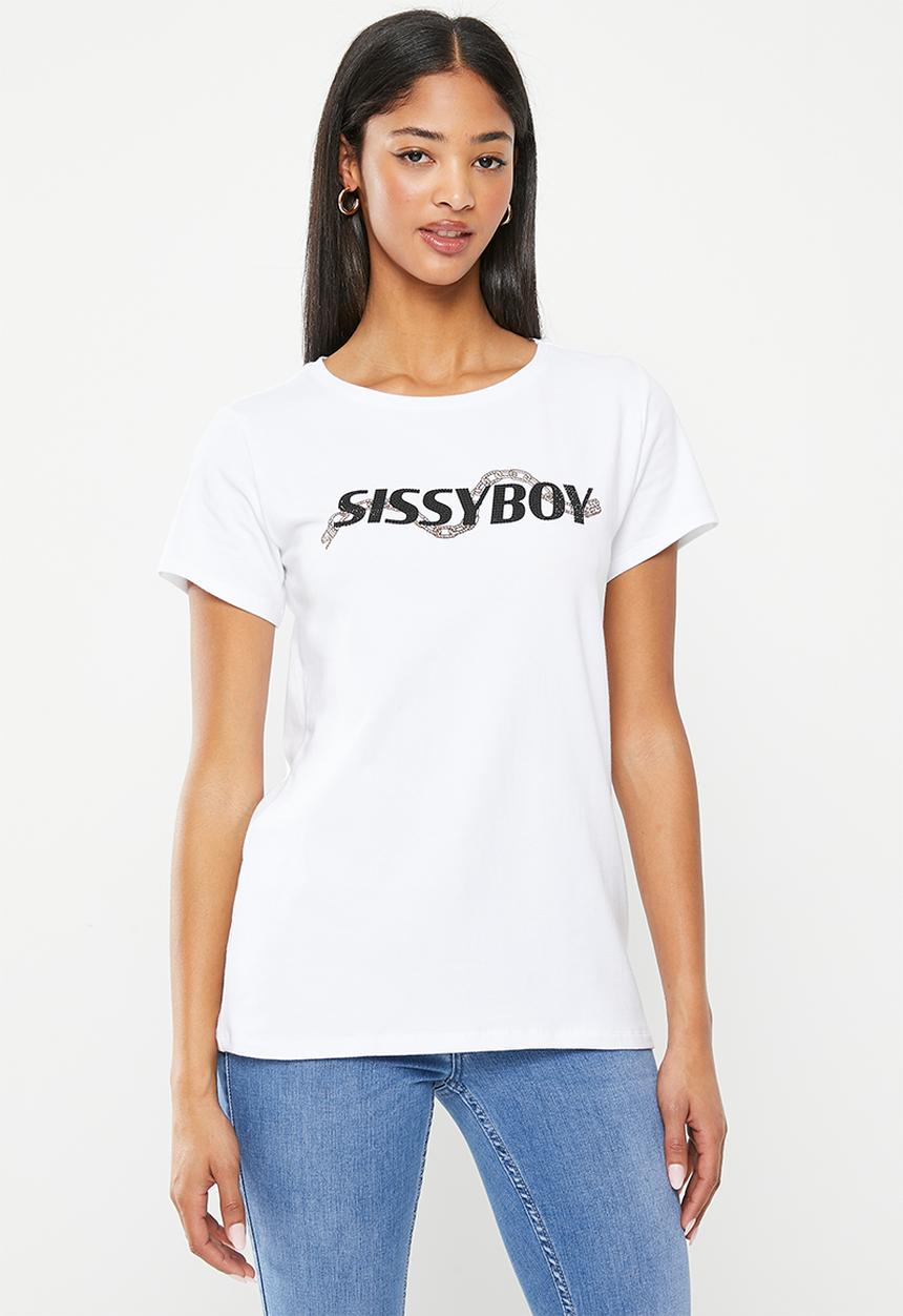 SISSY BOY - A second glance: regular fit top with short sleeves - white