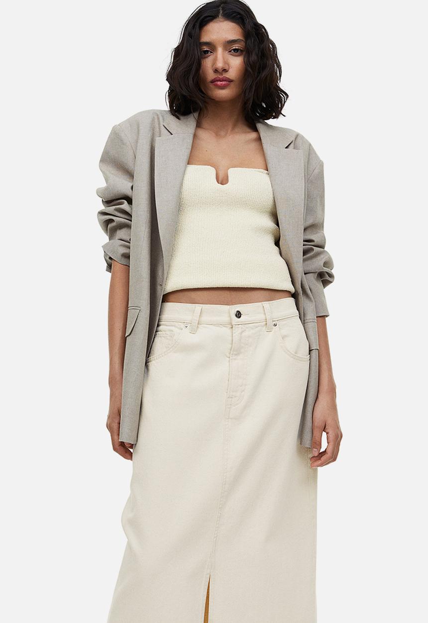 H&M - Knitted bandeau top - cream