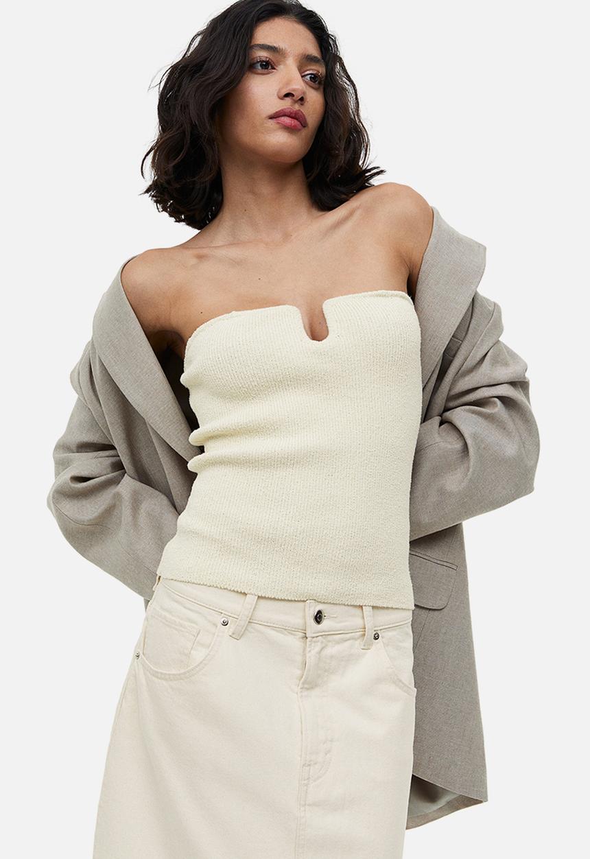 H&M - Knitted bandeau top - cream