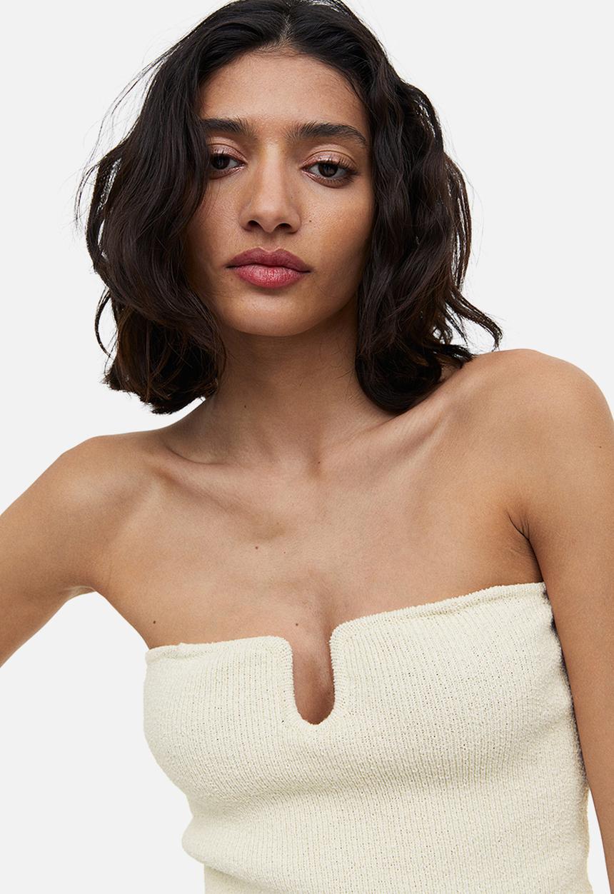 H&M - Knitted bandeau top - cream