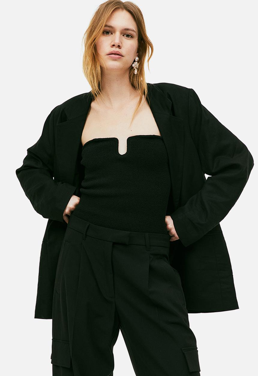 H&M - Knitted bandeau top - black