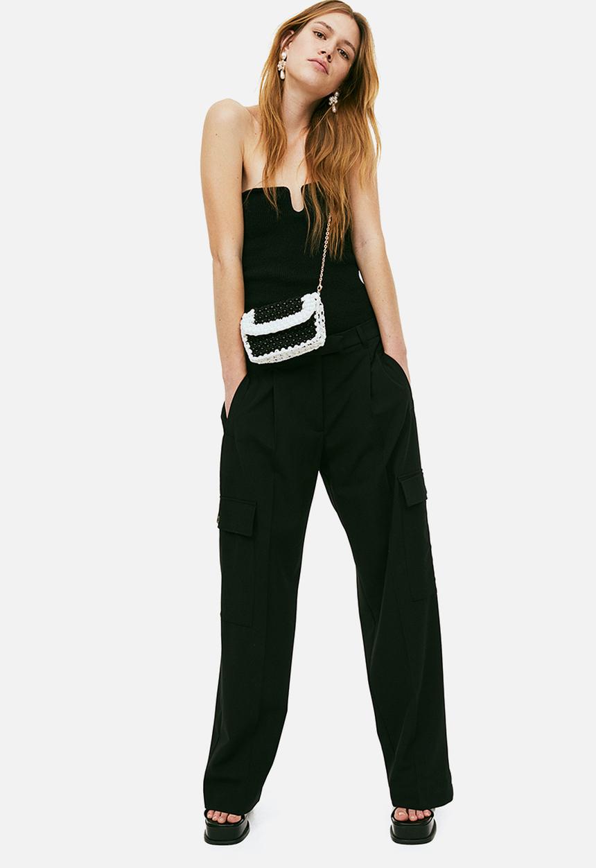 H&M - Knitted bandeau top - black