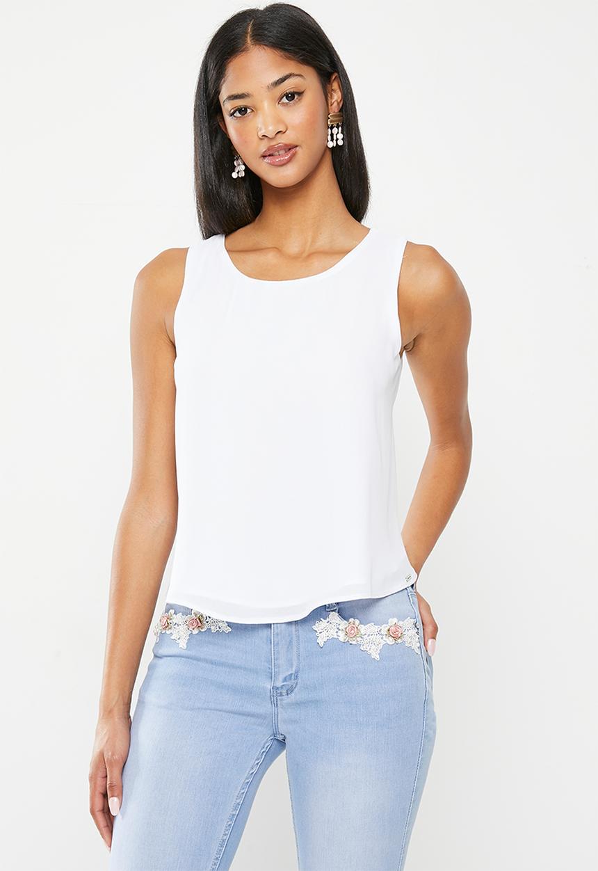 SISSY BOY - Tank top with crochet back detail - off white