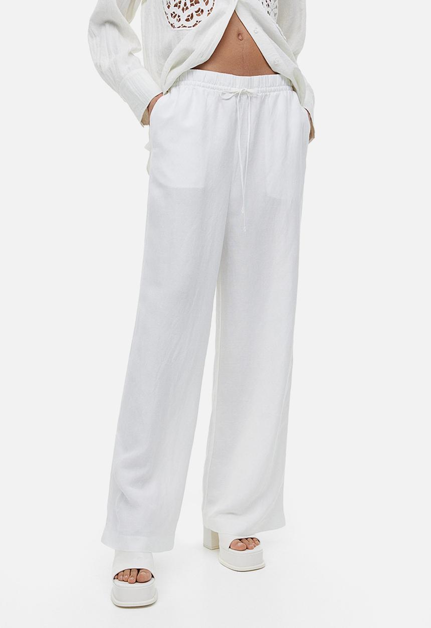 H&M - Linen-blend pull-on trousers - white