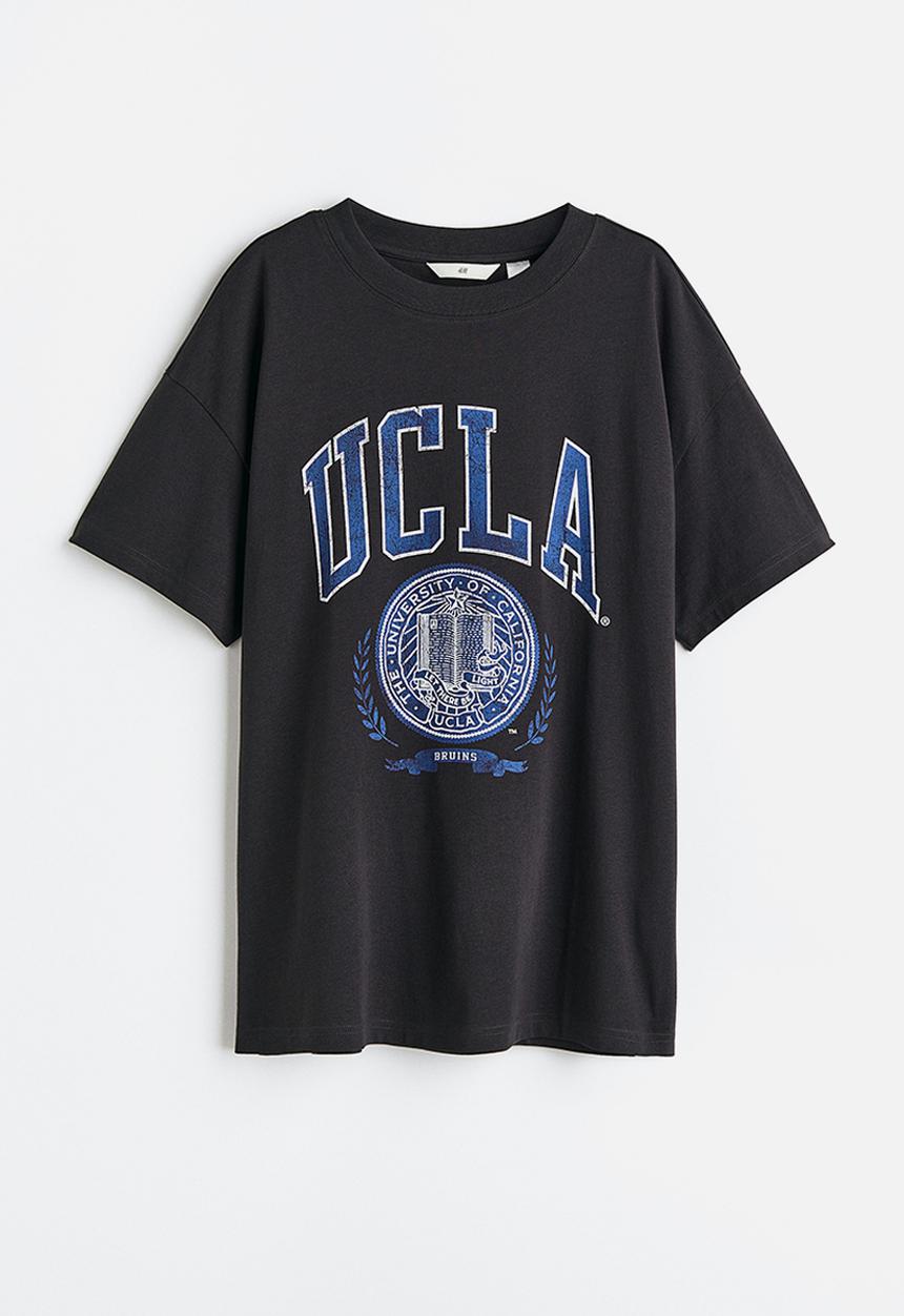 H&M - Oversized printed t-shirt - dark grey ucla 