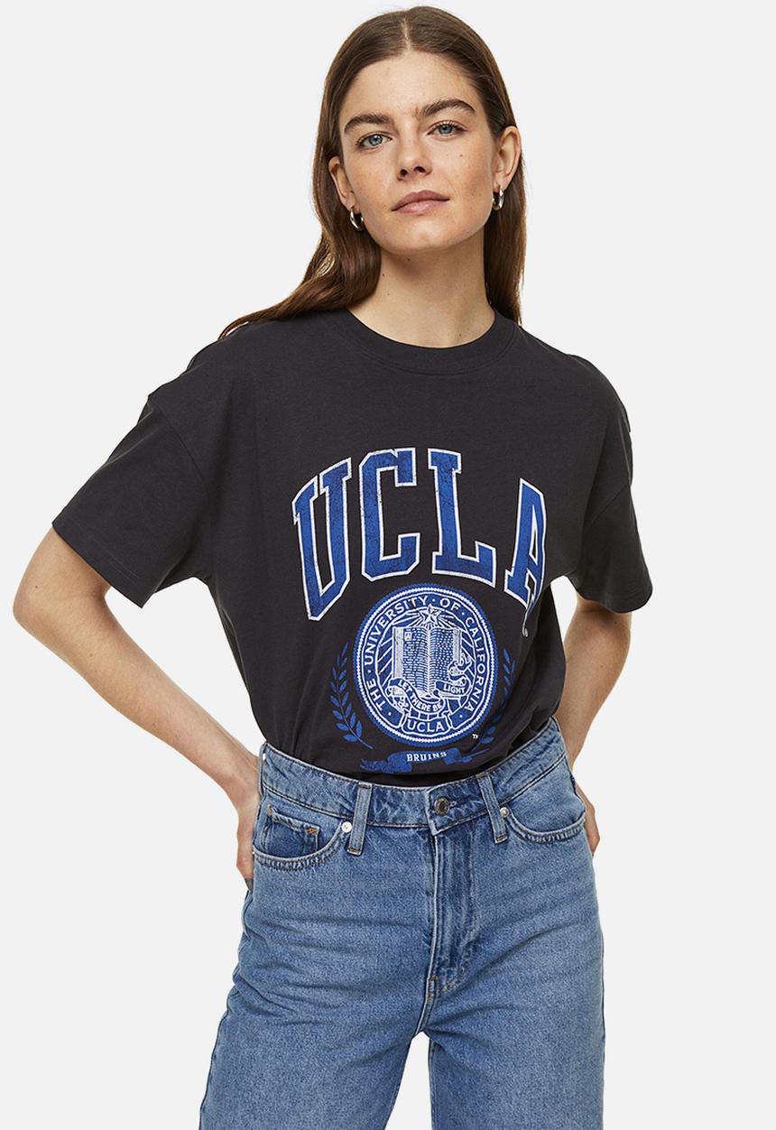 H&M - Oversized printed t-shirt - dark grey ucla 