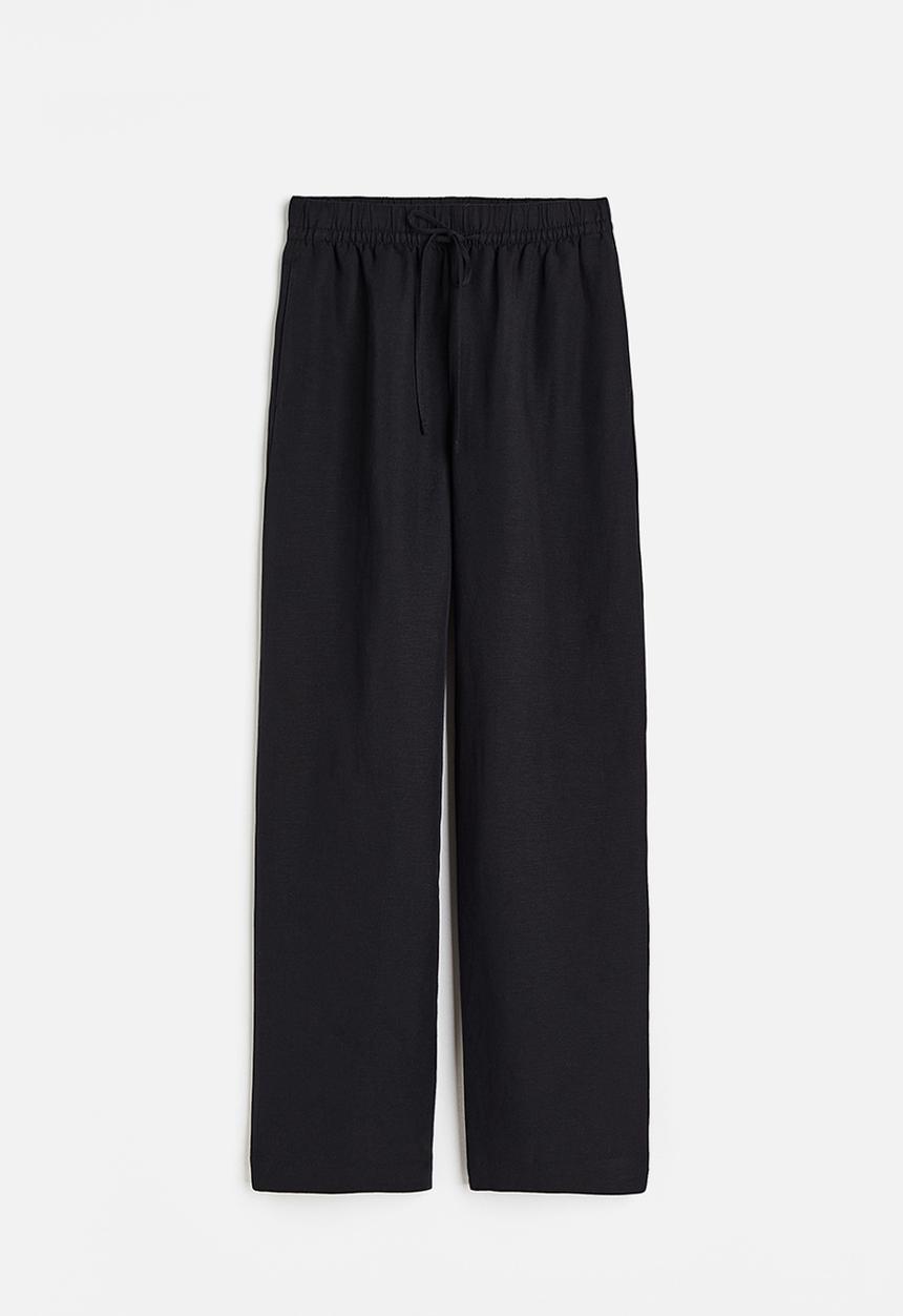 H&M - Linen-blend pull-on trousers - black