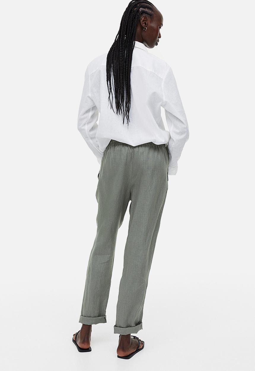 H&M - Linen joggers - khaki green