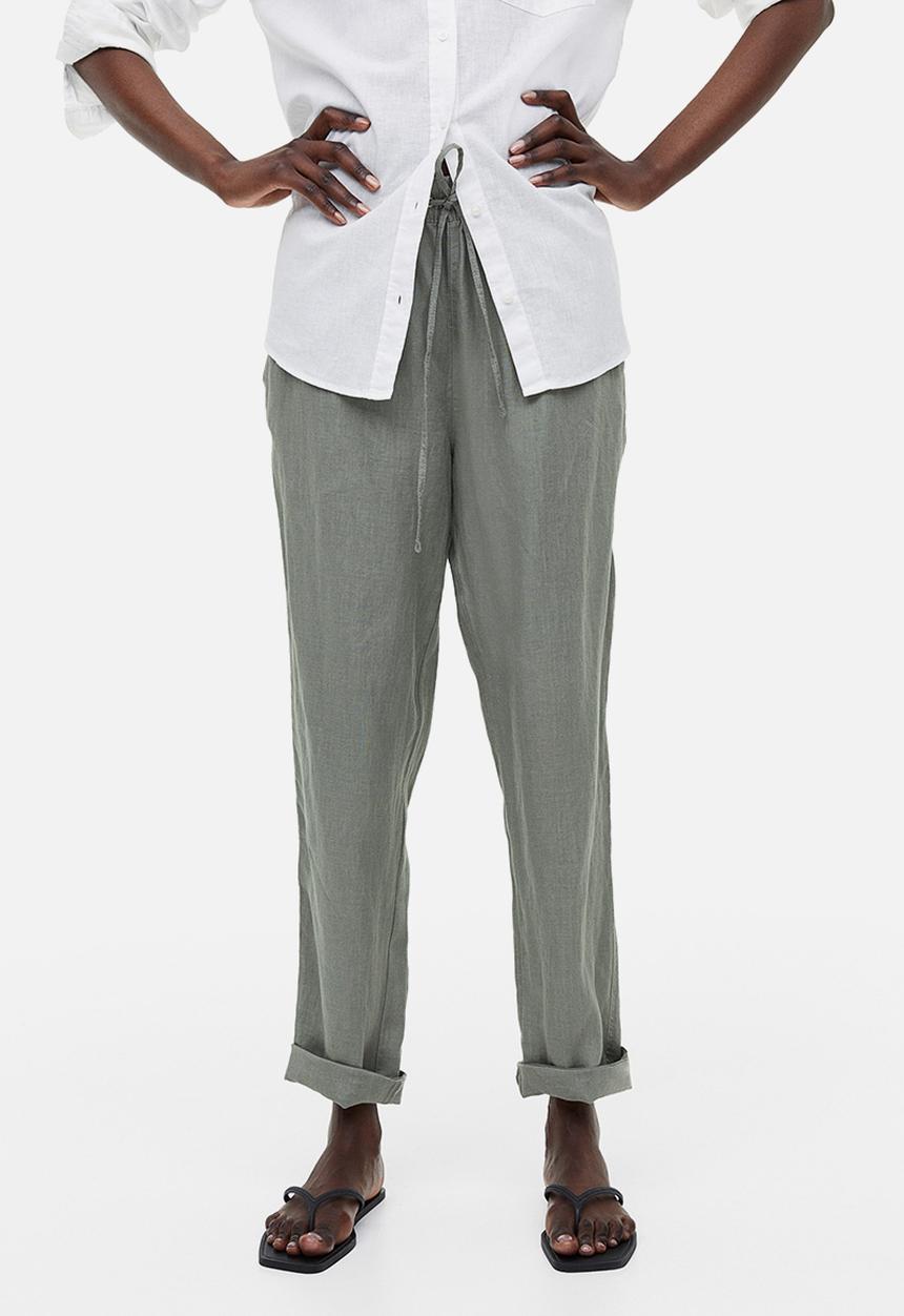 H&M - Linen joggers - khaki green