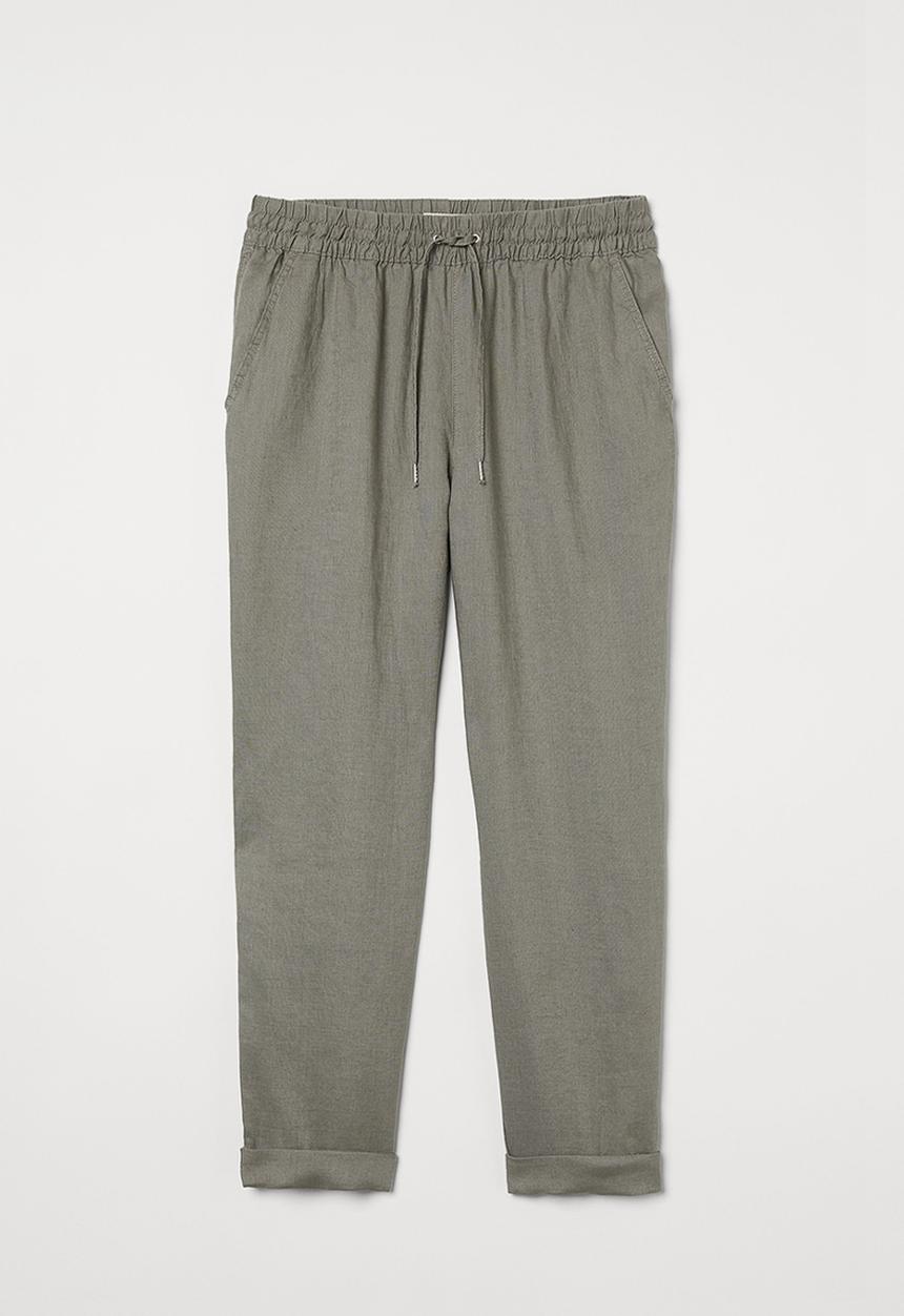 H&M - Linen joggers - khaki green