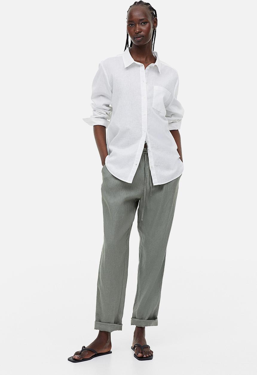 H&M - Linen joggers - khaki green