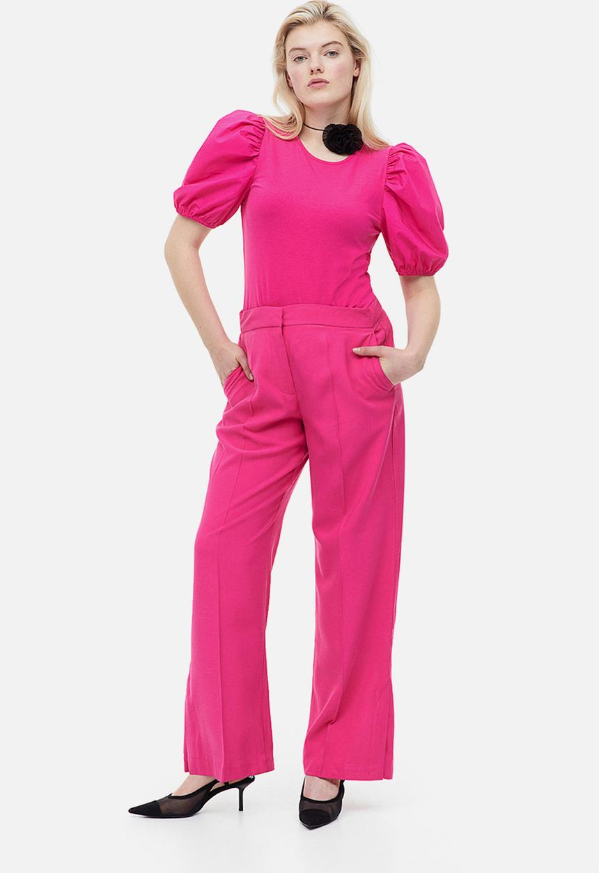 H&M - Puff-sleeved top - cerise
