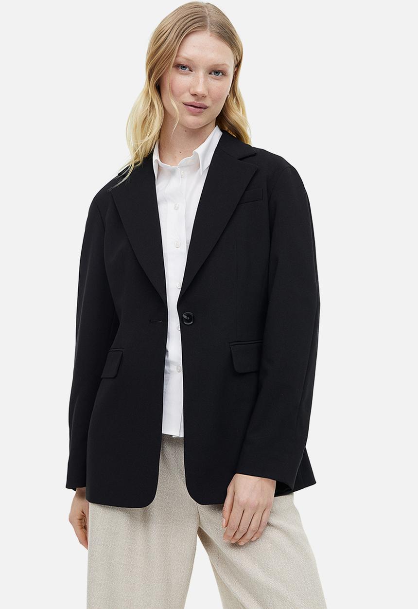 H&M - Single-breasted twill blazer - black