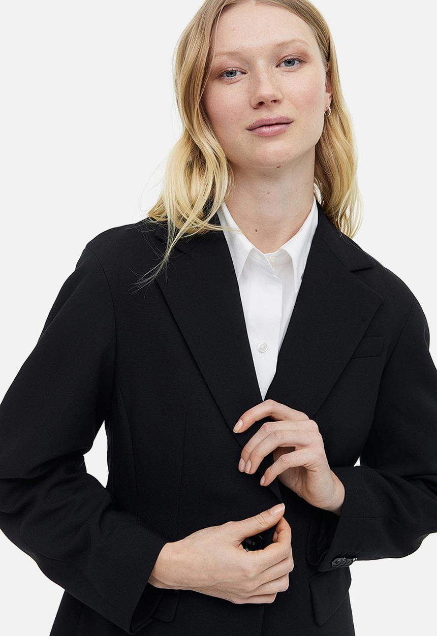 H&M - Single-breasted twill blazer - black
