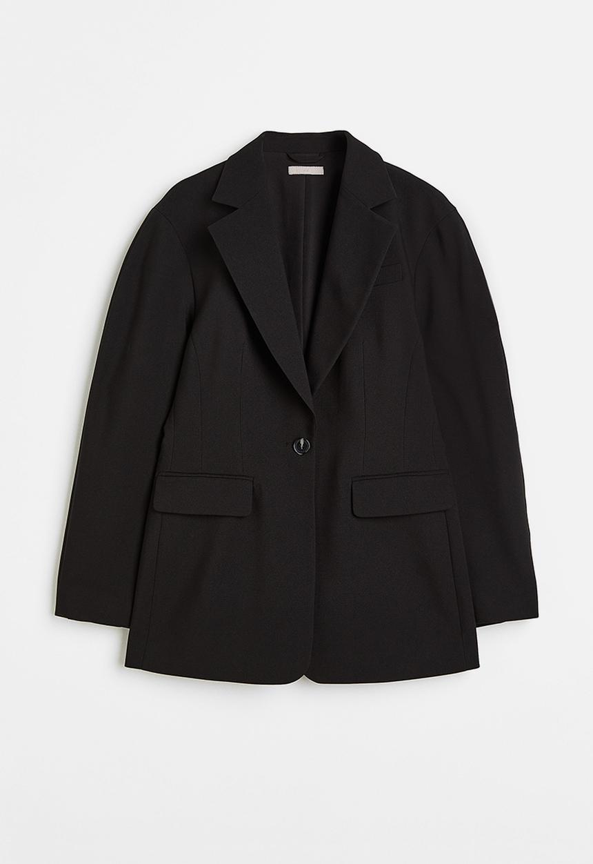 H&M - Single-breasted twill blazer - black