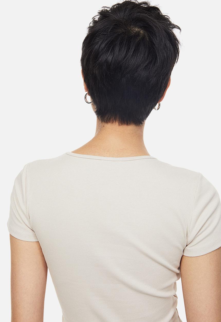 H&M - Ribbed T-shirt - light beige
