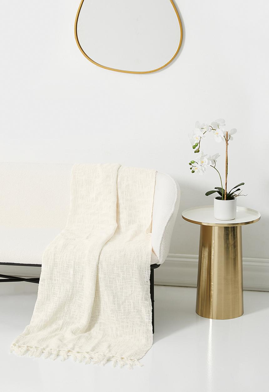 H&S - Calm cotton slub throw - cream