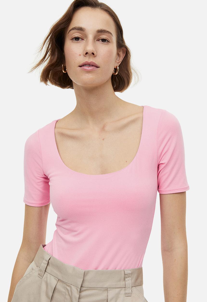 H&M - Short-sleeved thong body - pink