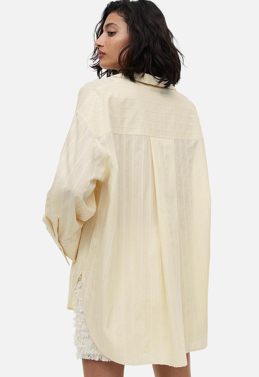 H&M - Textured-stripe shirt - cream