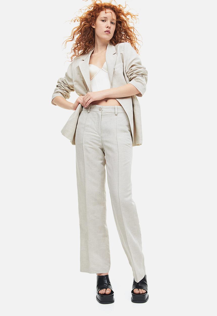 H&M - Tailored linen-blend trousers - light beige