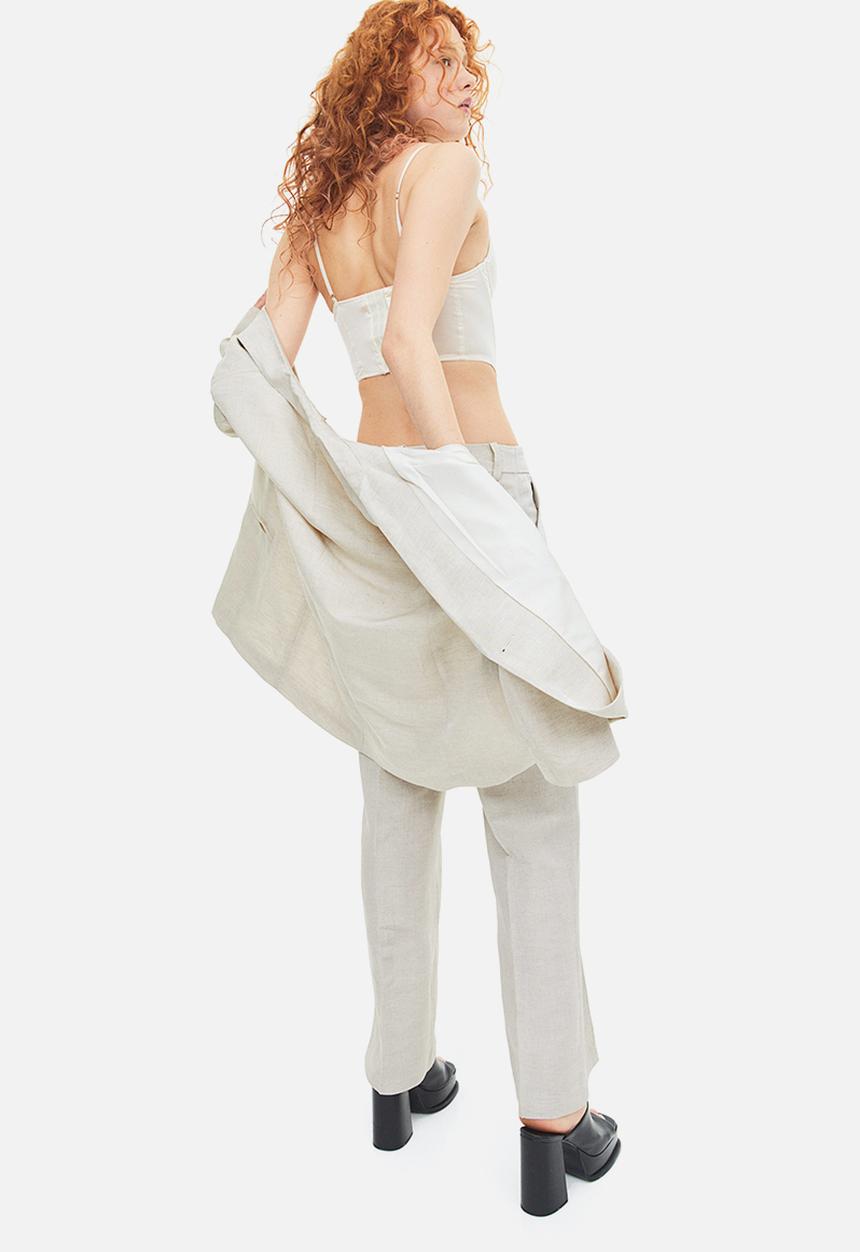 H&M - Tailored linen-blend trousers - light beige