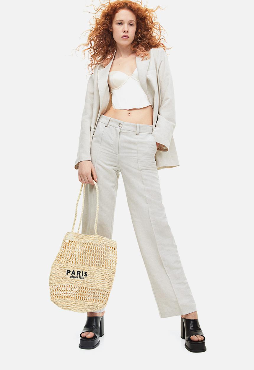 H&M - Tailored linen-blend trousers - light beige