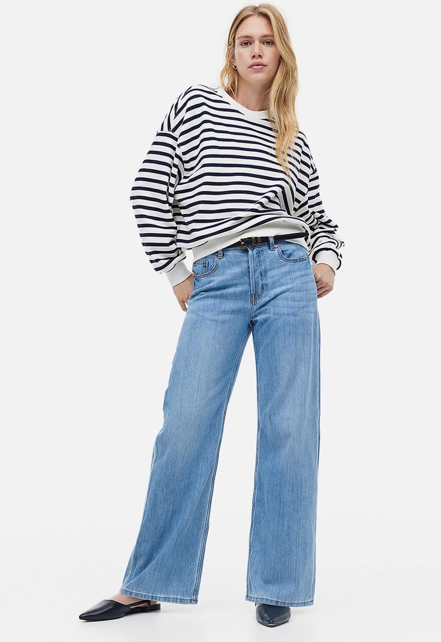 H&M - Sweatshirt - white & dark blue striped
