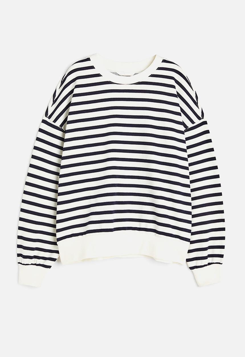 H&M - Sweatshirt - white & dark blue striped