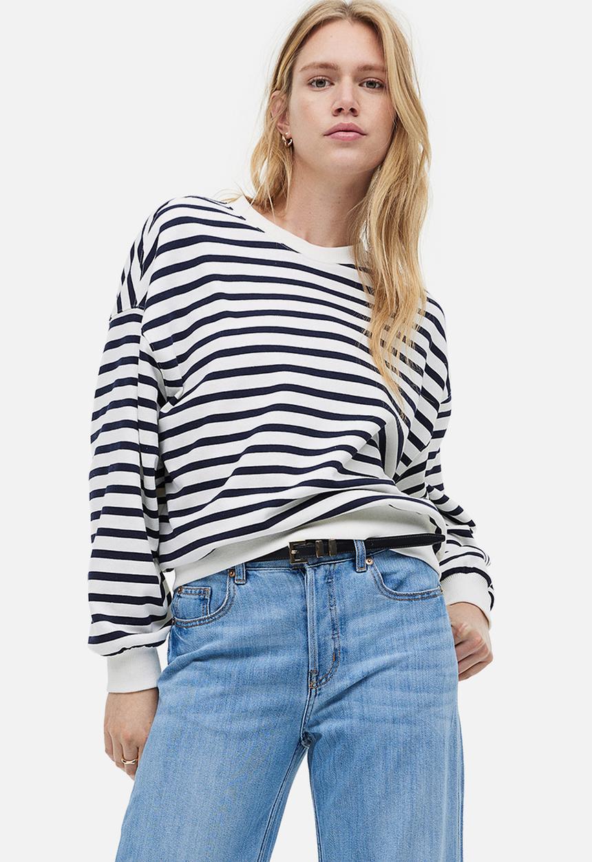 H&M - Sweatshirt - white & dark blue striped