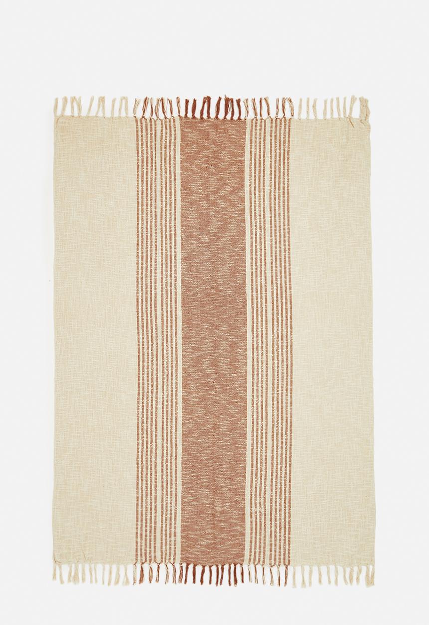 H&S - Ezra striped cotton throw - terracotta