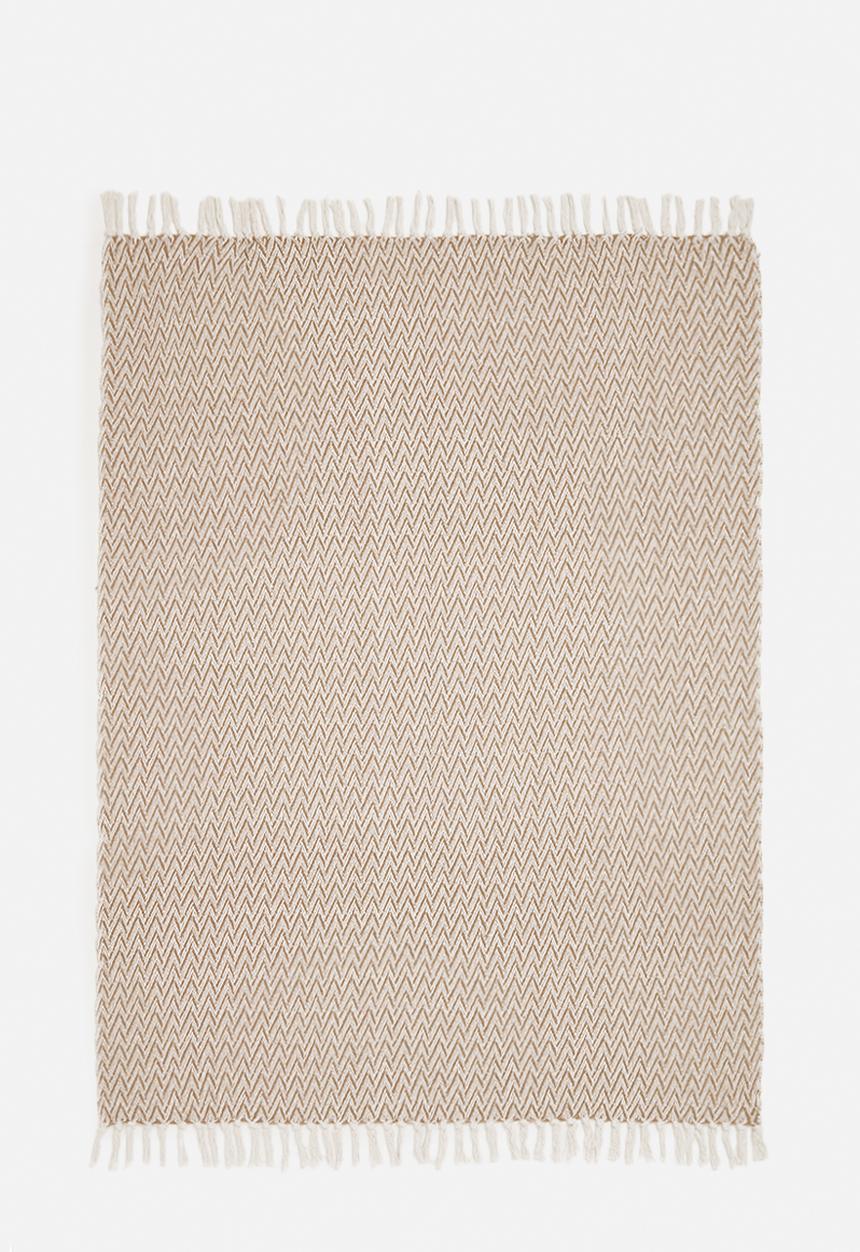 H&S - Herringbone cotton throw - natural & beige