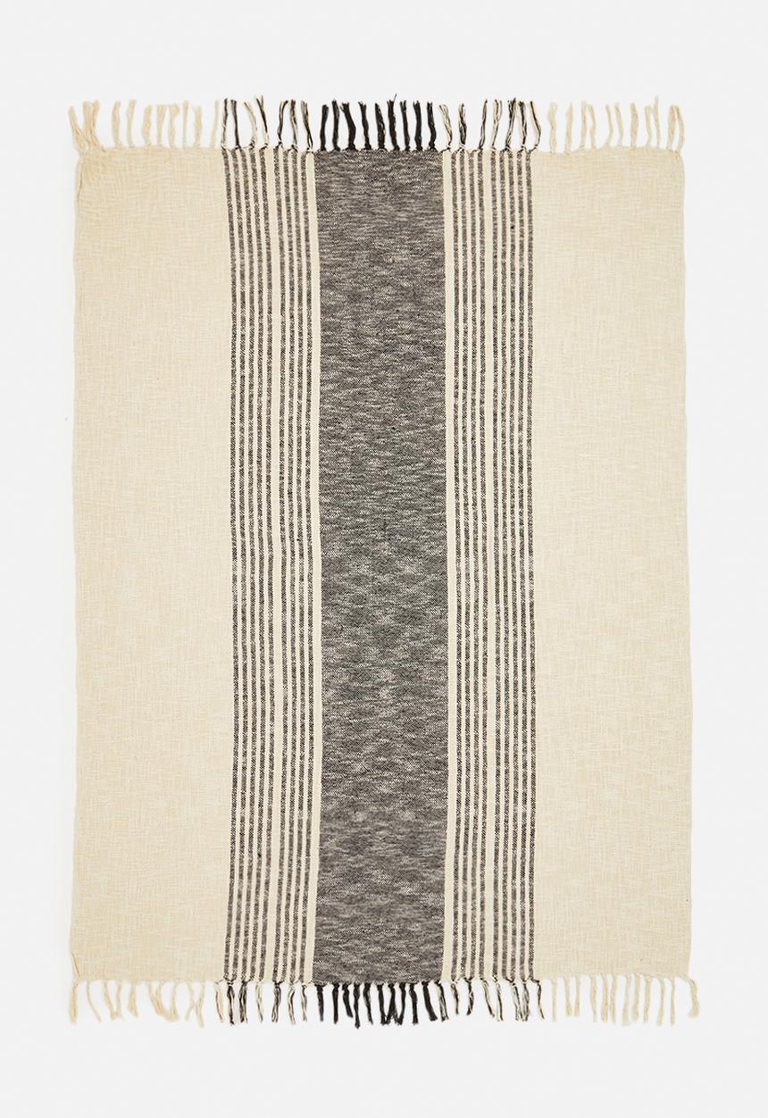 H&S - Ezra striped cotton throw - grey