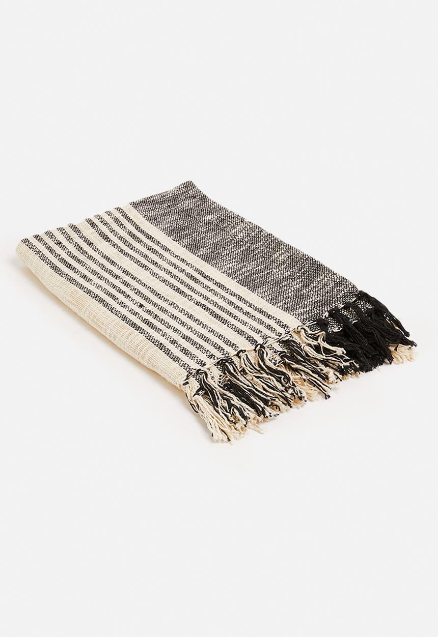 H&S - Ezra striped cotton throw - grey