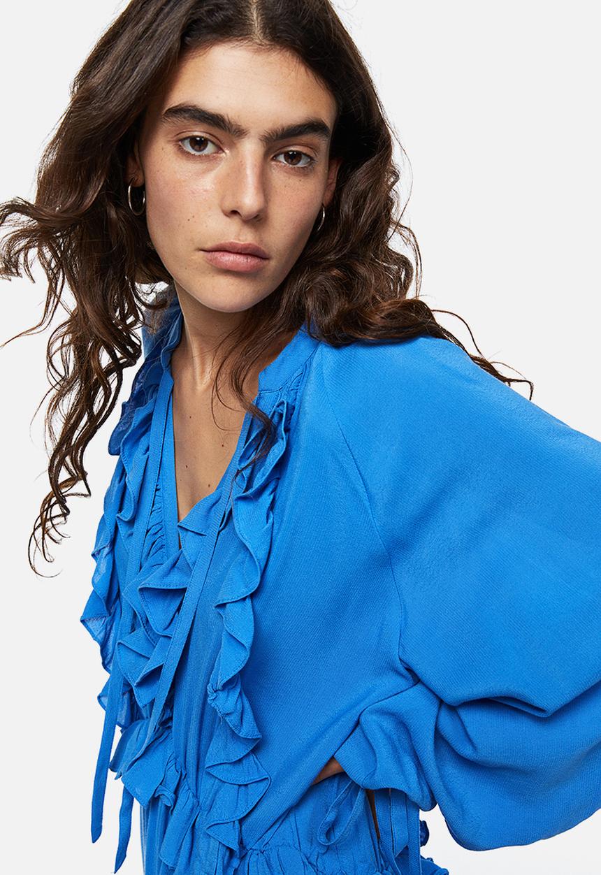 H&M - Voluminous frill-trimmed dress - bright blue
