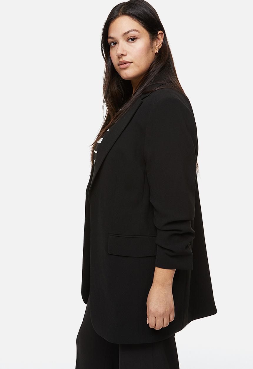 H&M - Gathered-sleeve jacket - black