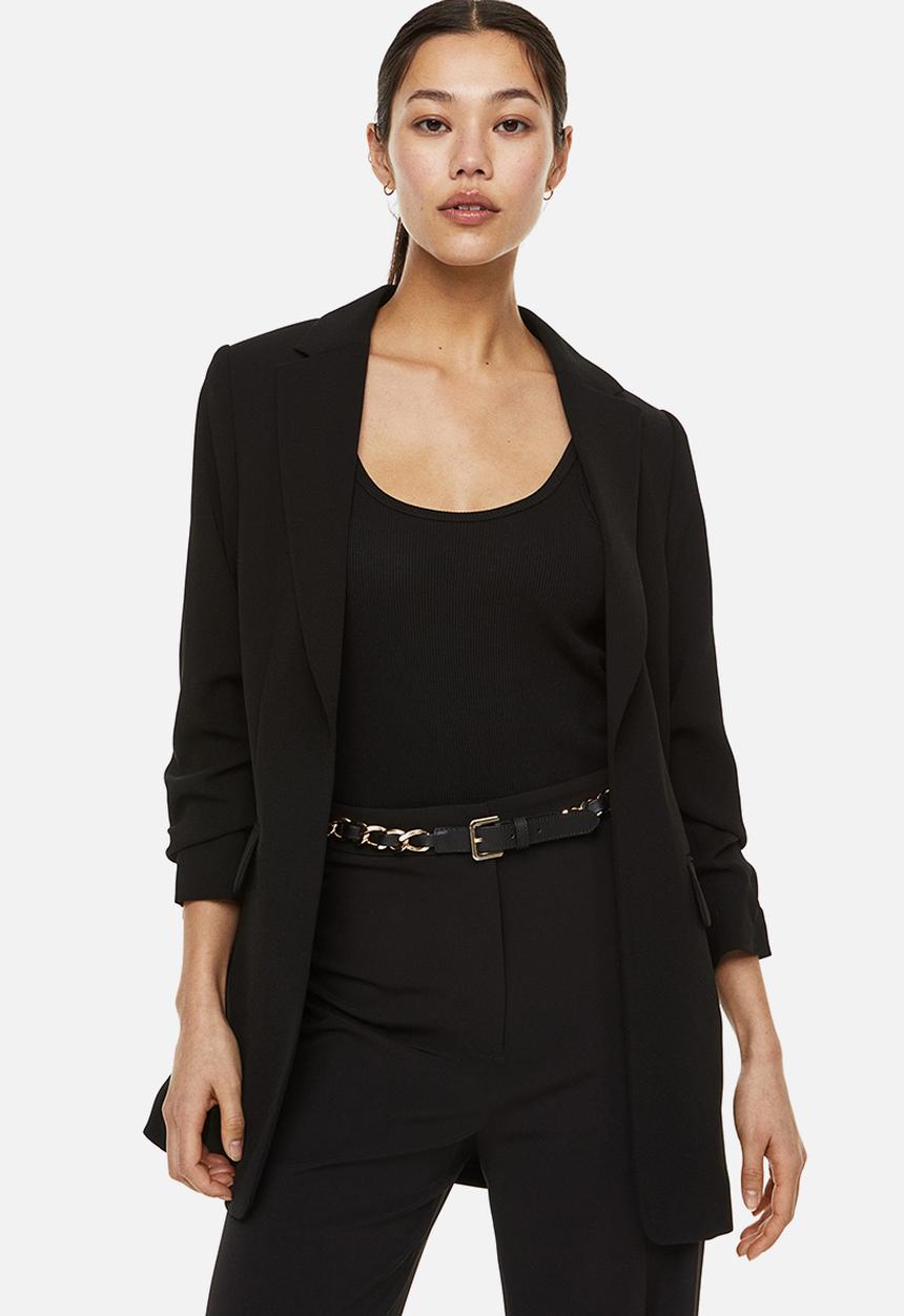 H&M - Gathered-sleeve jacket - black