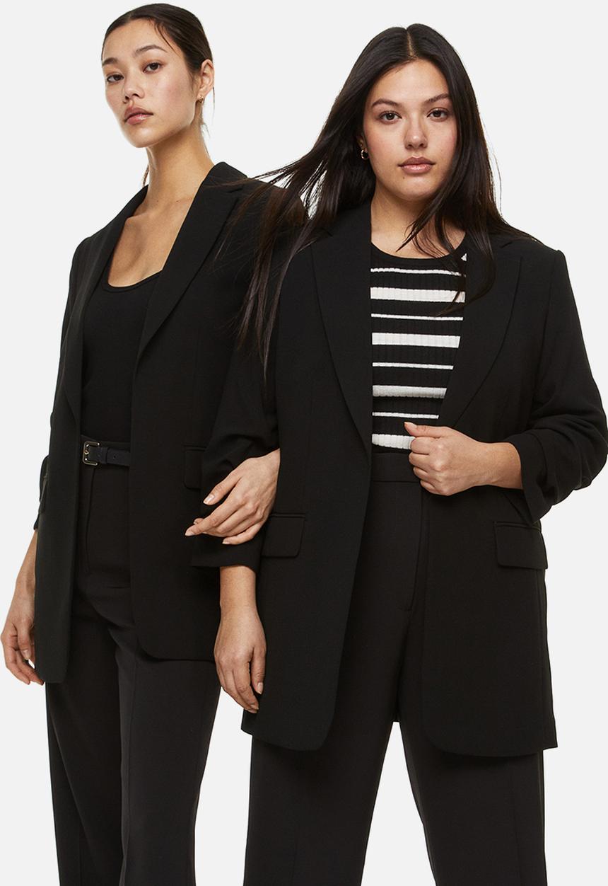 H&M - Gathered-sleeve jacket - black