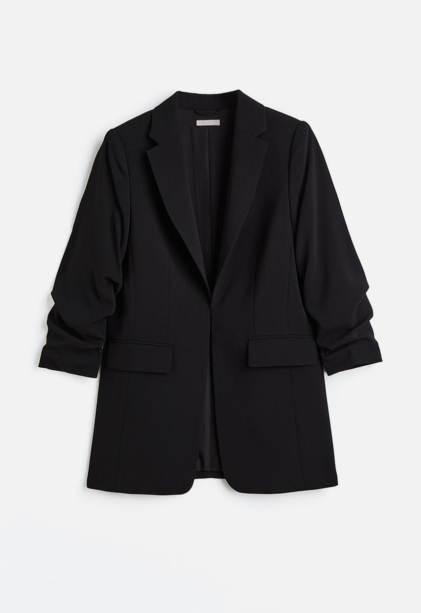 H&M - Gathered-sleeve jacket - black