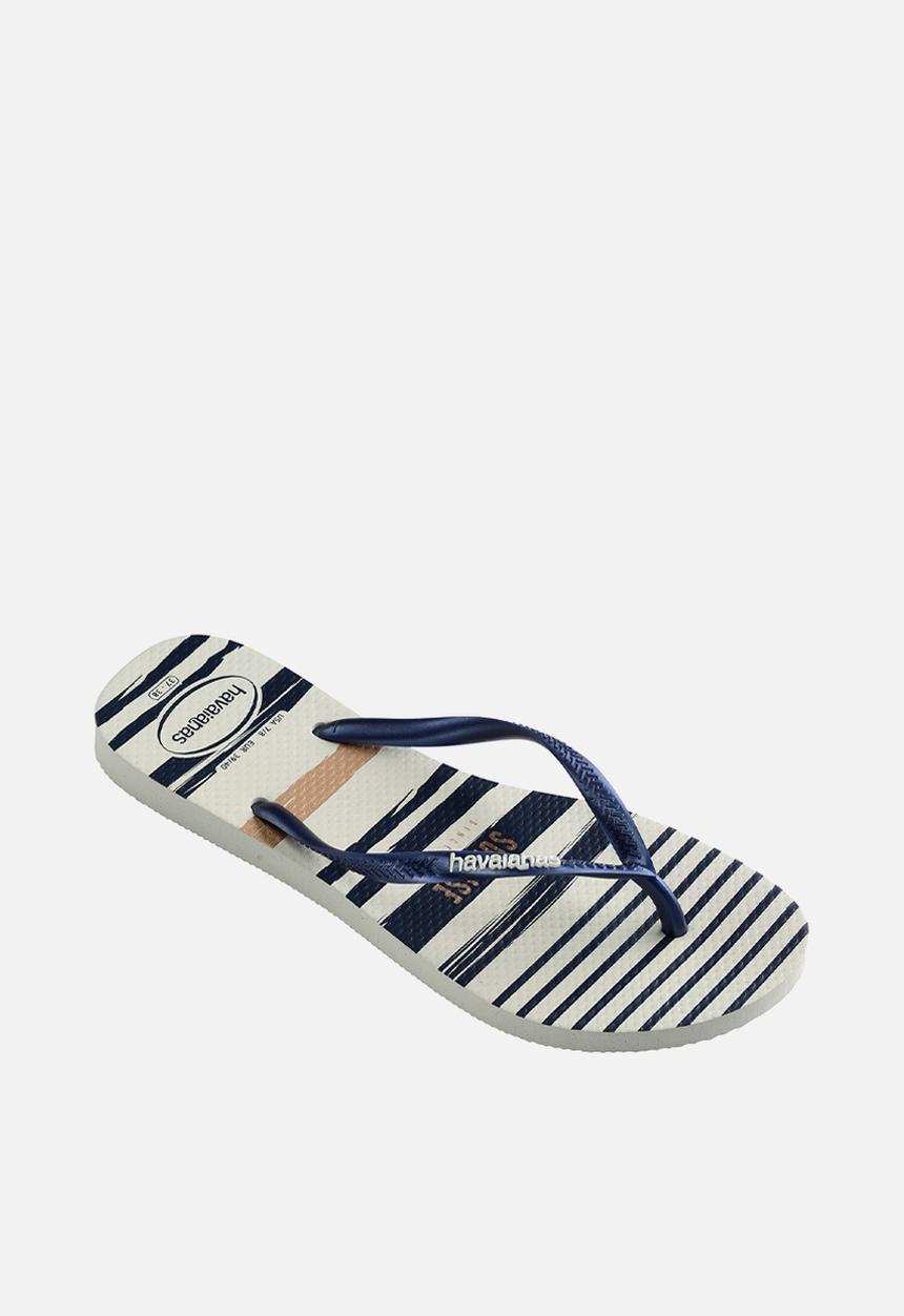 Havaianas - Slim nautical - white/navy/white
